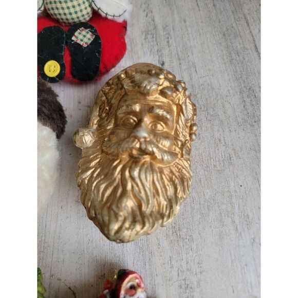 Santa Claus face Golden variety toy bag ornament set Xmas rustic - Picture 7 of 12